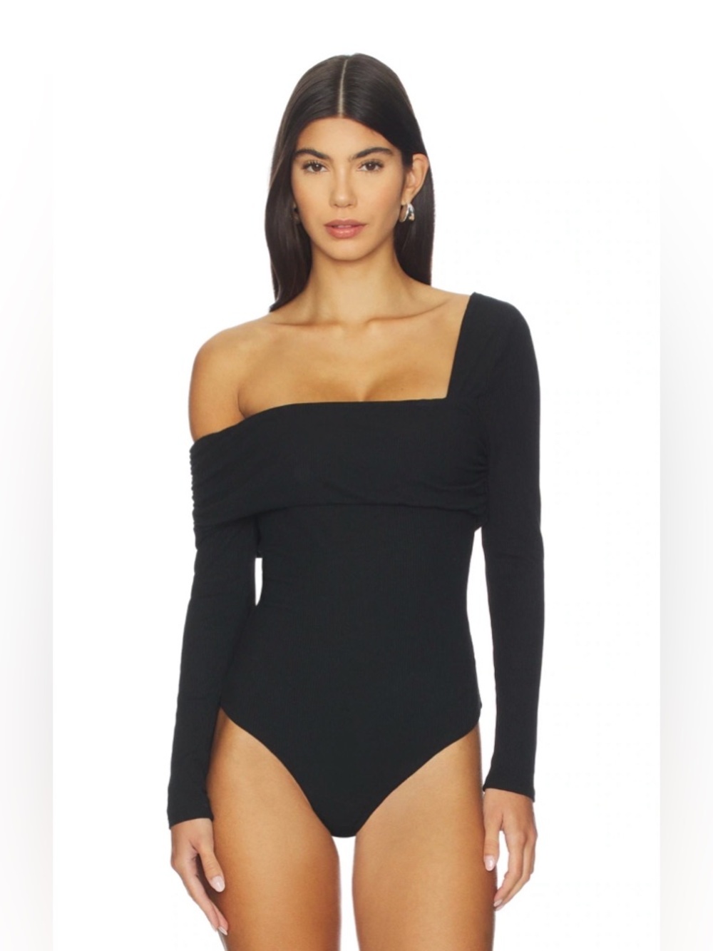 Lovers & Friends Florence Black Ribbed Long Sleeve Bodysuit S ($109)
